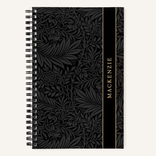 Personalized Black Floral Pattern Notizblock (Vorderseite)