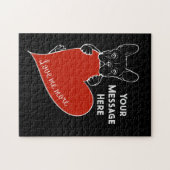 Personalized Black French Bulldog with a Red Heart Puzzle (Horizontal)