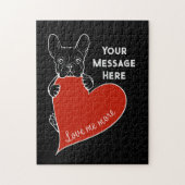 Personalized Black French Bulldog with a Red Heart Puzzle (Vertikal)