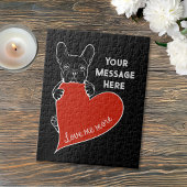 Personalized Black French Bulldog with a Red Heart Puzzle