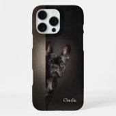 Personalized Black Frenchie Portrait iPhone Hülle (Rückseite)