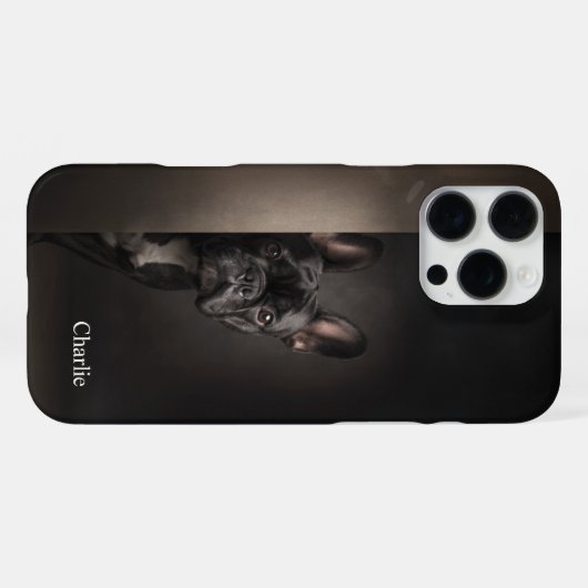 Personalized Black Frenchie Portrait iPhone Hülle (Rückseite (Horizontal))