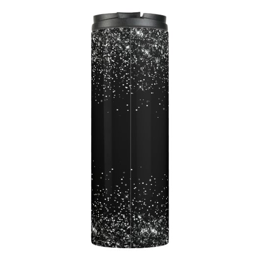 Personalized Black Glitter Stainless Steel  Thermosbecher (Rückseite)