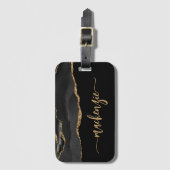 Personalized Black Gold Agate Signature Gepäckanhänger (Vorderseite Vertikal)