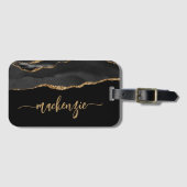 Personalized Black Gold Agate Signature Gepäckanhänger (Vorderseite (Horizontal))