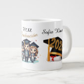 Personalized Black Gold Graduate Mug Jumbo-Tasse (Vorderseite Rechts)