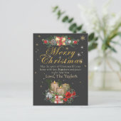 Personalized  Black Gold Merry Christmas Cards  Postkarte (Stehend Vorderseite)