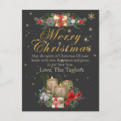Personalized  Black Gold Merry Christmas Cards  Postkarte (Vorderseite)