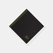Personalized Black & Gold Monogram  Serviette (Ecke)