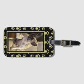Personalized Black & Gold Pet Luggage Tag Gepäckanhänger (Vorderseite (Horizontal))