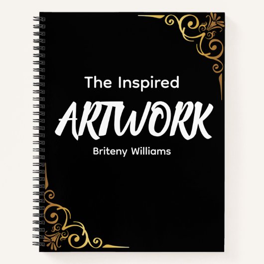 Personalized Black golden Artist Sketchbook Notizblock (Vorderseite)