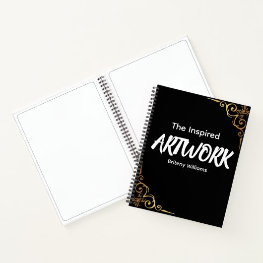 Personalized Black golden Artist Sketchbook Notizblock (Innenseite)