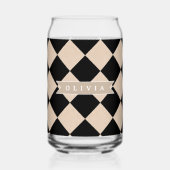 Personalized Black Harlequin Checkered Diamond Dosenglas (Rückseite)