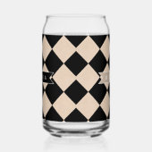 Personalized Black Harlequin Checkered Diamond Dosenglas (Links)