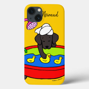 Personalized Black Labrador Rubber Ducks Case Dark