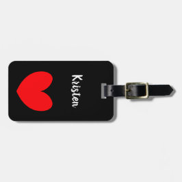 Personalized Black Luggage Tag with Red Heart Gepäckanhänger