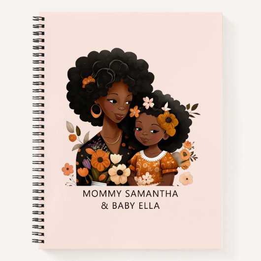 Personalized Black Mom and Daughter (13) Notizblock (Vorderseite)