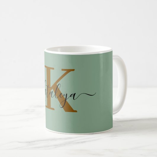 Personalized Black Monogram Coffee Mug with Name Kaffeetasse (VorderseiteRechts)