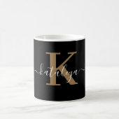 Personalized Black Monogram Coffee Mug with Name Kaffeetasse (Mittel)