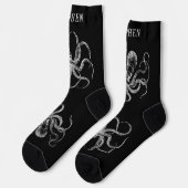 Personalized Black Octopus Socks with Name Socken (Linkes Detail)