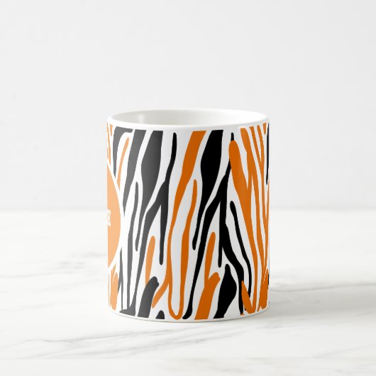 Personalized Black & Orange Animal Print Mug Kaffeetasse (Mittel)