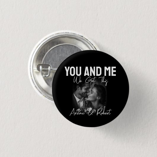 Personalized Black Photo Couple 'You and Me'  Button (Vorne & Hinten)