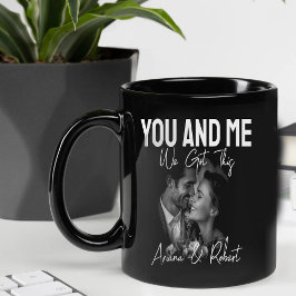 Personalized Black Photo Couple You and Me Mug Zweifarbige Tasse