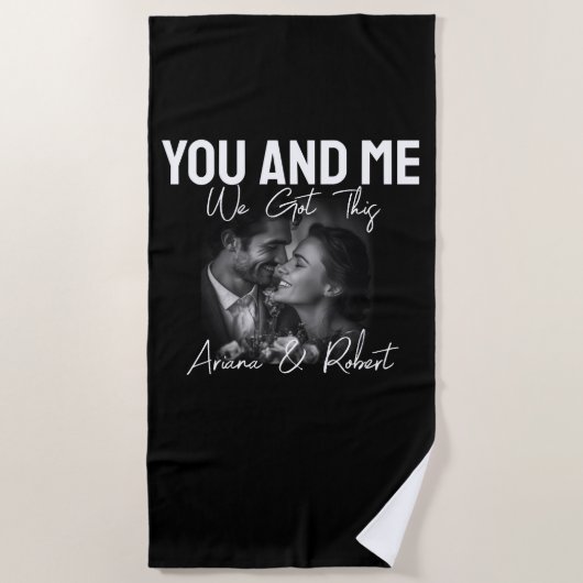 Personalized Black Photo Couple You and Me  Strandtuch (Vorderseite)