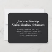 Personalized Black Quote Floral December Birthday Einladung (Rückseite)
