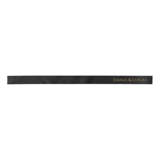 Personalized Black Ribbon with Gold Name Text Satinband (Vorderseite)