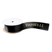 Personalized Black Ribbon with Gold Name Text Satinband (Spule)