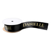 Personalized Black Ribbon with Gold Name Text Satinband (Spule)