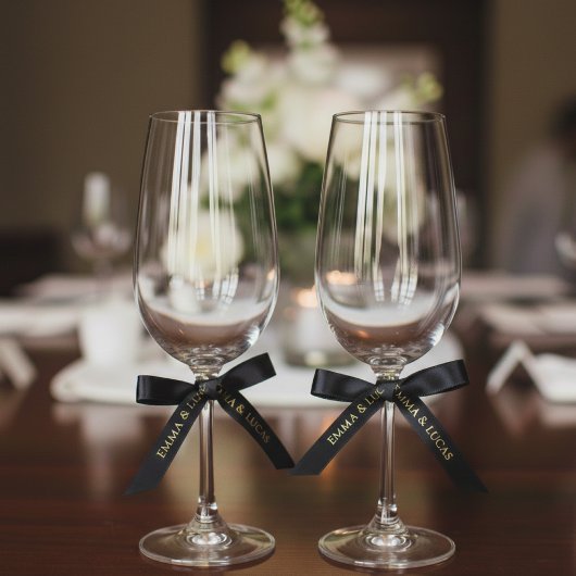 Personalized Black Ribbon with Gold Name Text Satinband