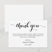 Personalized Black Script Wedding thank you Begleitkarte (Vorne/Hinten)