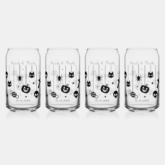 Personalized Black Text Spooky Wedding Dosenglas (Vorderseite)