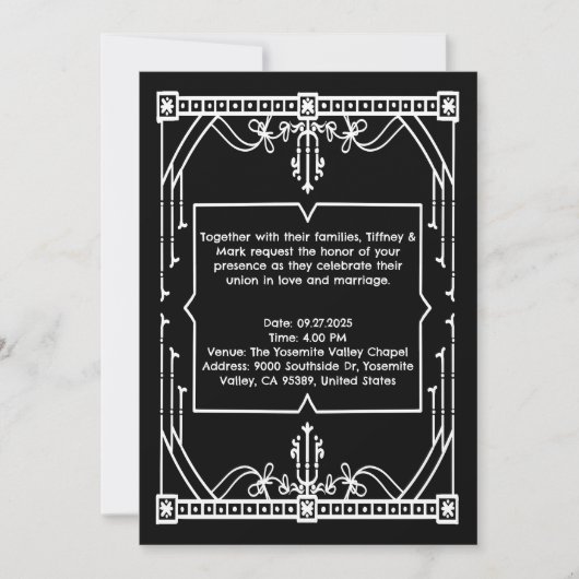 Personalized Black Wedding Invitation Card Einladung (Vorderseite)