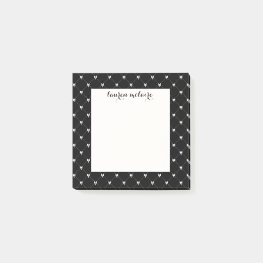 Personalized Black & White Bow Script Post-it Klebezettel (Vorderseite)