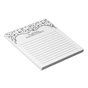 Personalized Black White Music Notes Notizblock