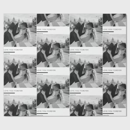 Personalized Black & White Photo Geschenkpapier (Flach)