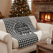 Personalized Black & White Plaid Merry Christmas Sherpadecke
