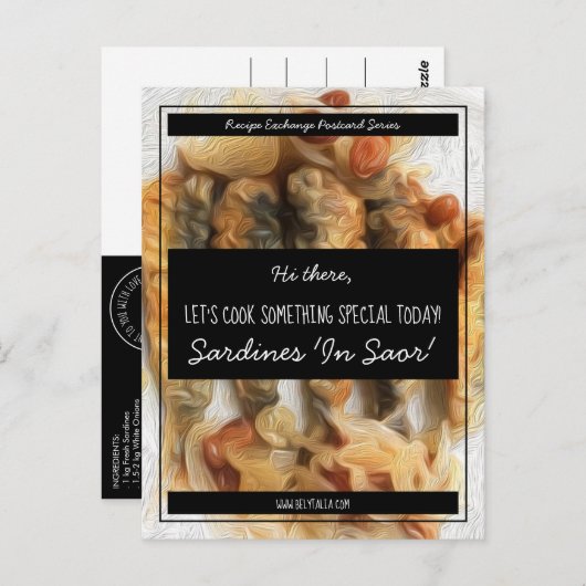 Personalized Black White Script Recipe Exchange Postkarte (Vorne/Hinten)