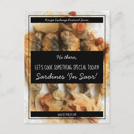 Personalized Black White Script Recipe Exchange Postkarte (Vorderseite)