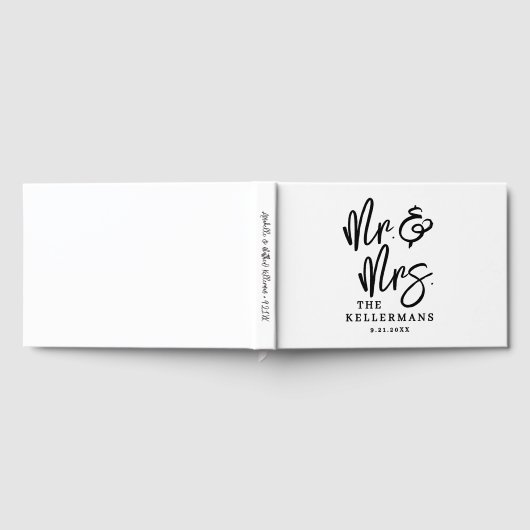 Personalized Black White Script Wedding Gästebuch (Voll)