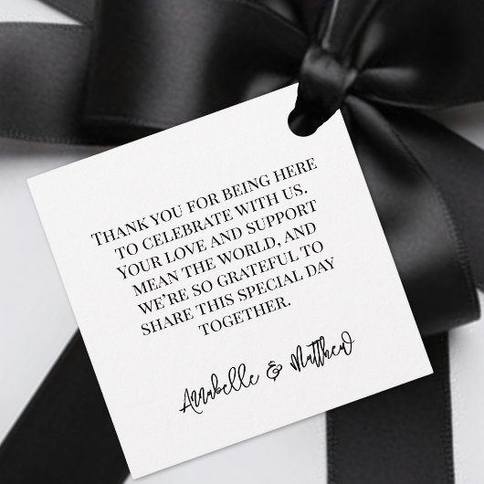 Personalized Black White Script Wedding Geschenkanhänger