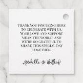 Personalized Black White Script Wedding Geschenkanhänger (Rückseite)