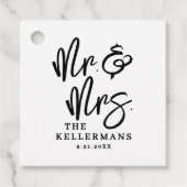 Personalized Black White Script Wedding Geschenkanhänger (Vorderseite)