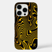 Personalized Black Yellow Gold Swirls Texture Case-Mate iPhone Hülle (Rückseite)