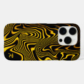 Personalized Black Yellow Gold Swirls Texture Case-Mate iPhone Hülle (Rückseite (Horizontal))