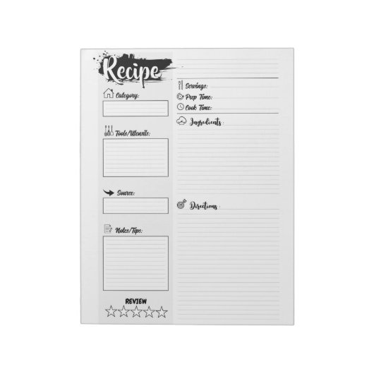 Personalized Blank Basic Recipe Pages Notizblock (Rotiert)