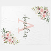 Personalized blanket name, initial and roses fleecedecke (Vorderseite (Horizontal))